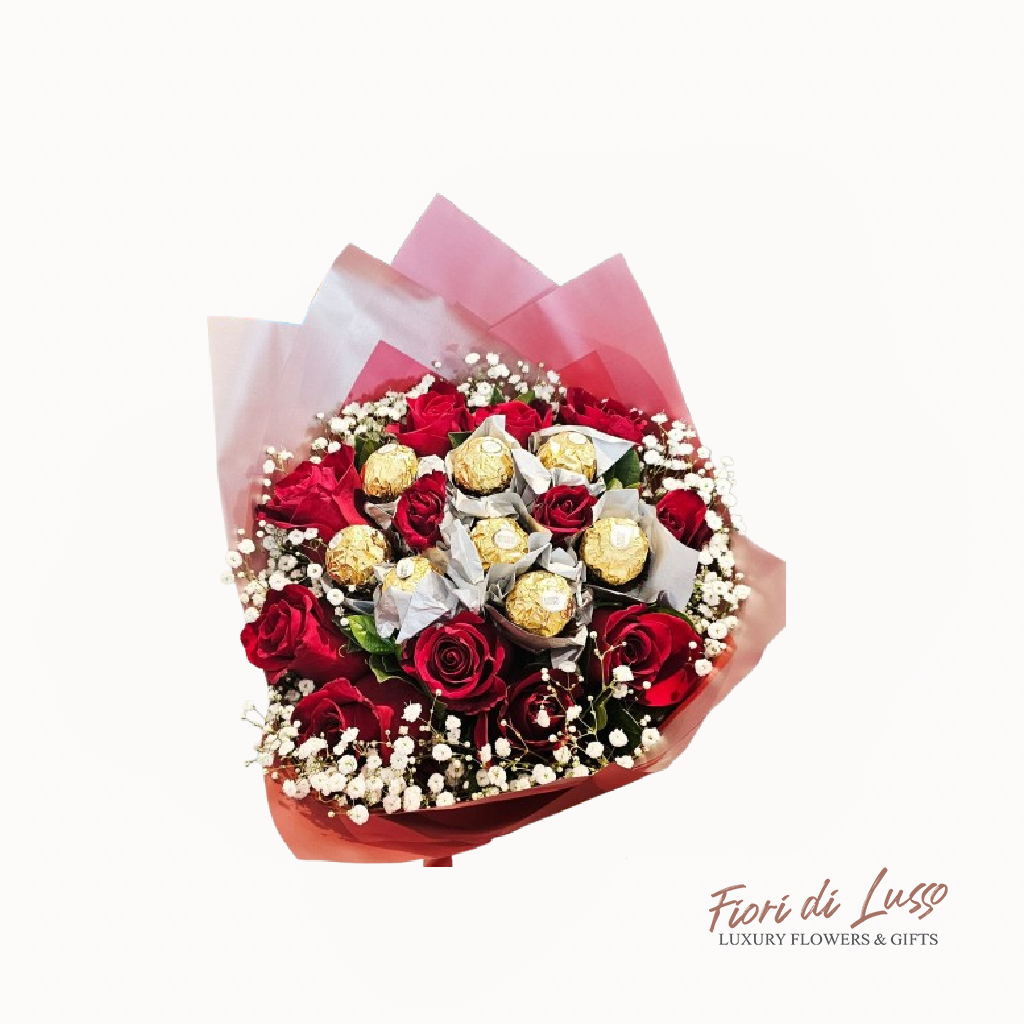 Red Roses with Ferrero Rocher Bunch