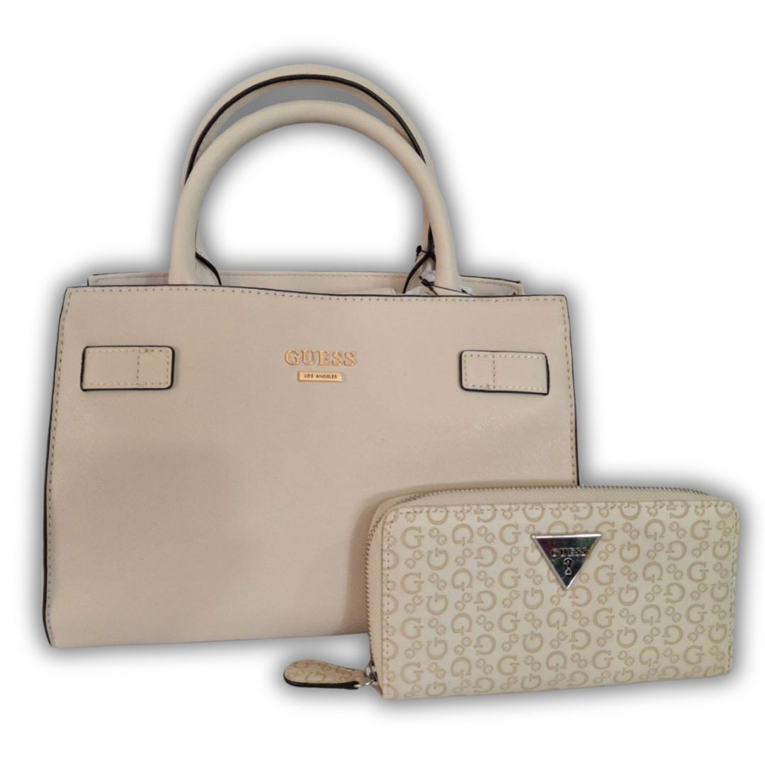 Cream Handbag and Purse Set