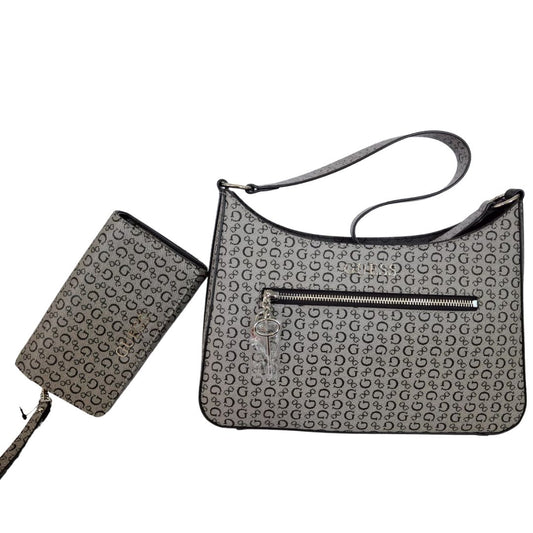 Black and Grey Handbag and Purse Set