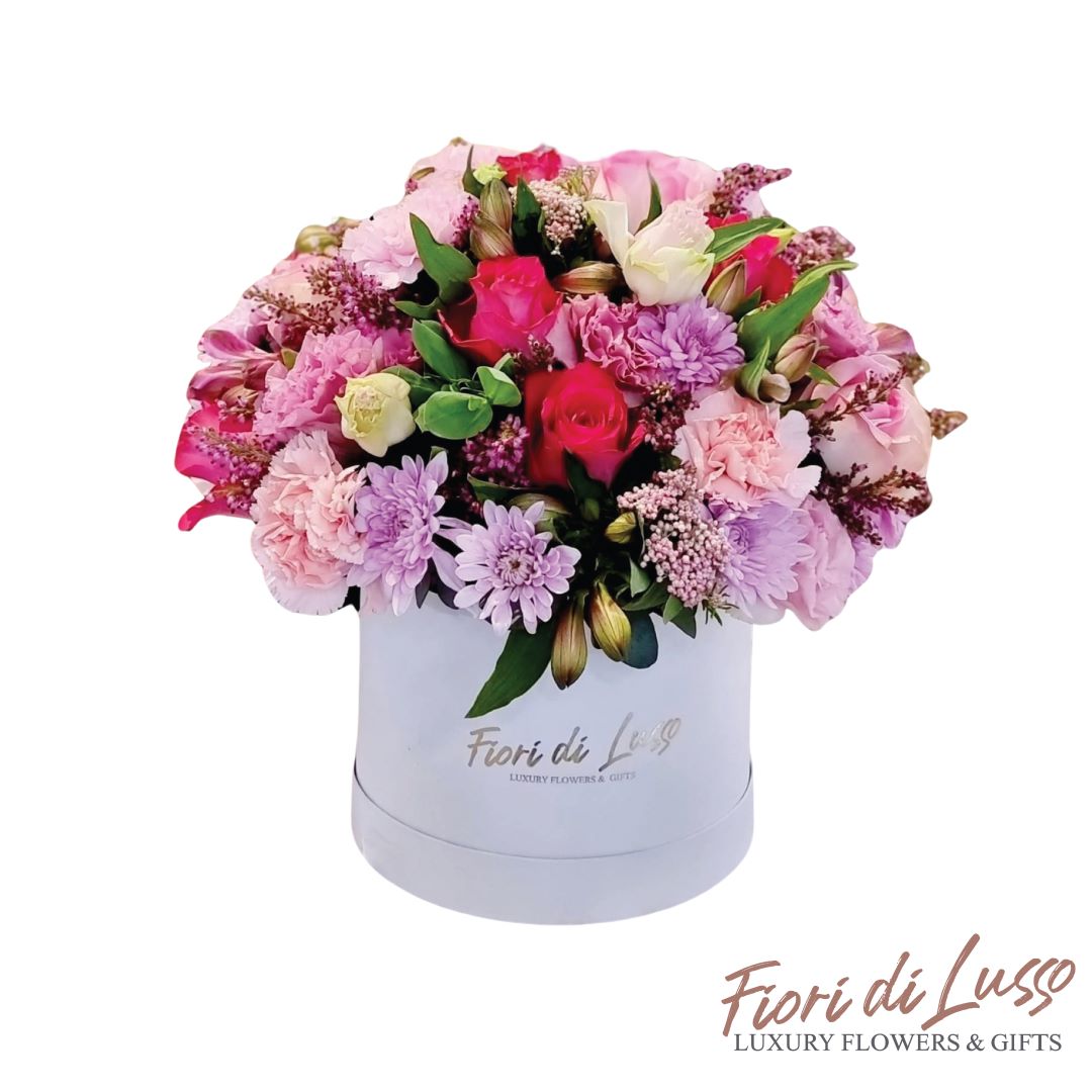 Pink Mixed Flowers Hatboxes