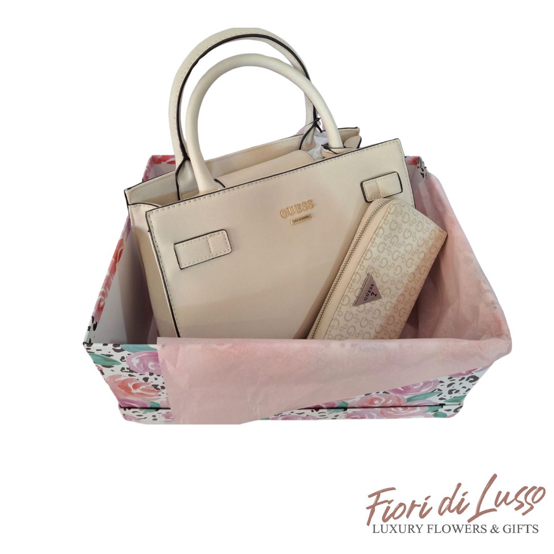 Cream Handbag and Purse Set