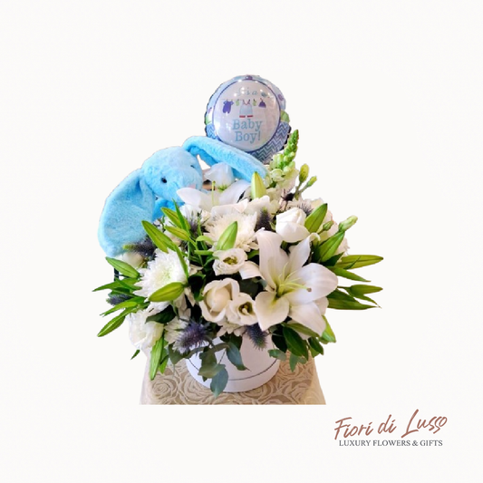 Baby Boy Flower Hatbox