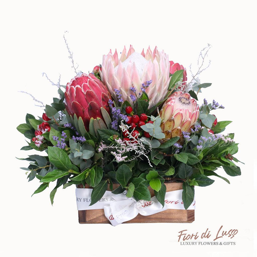Protea artificiale XIFANG, rosso, 75 cm