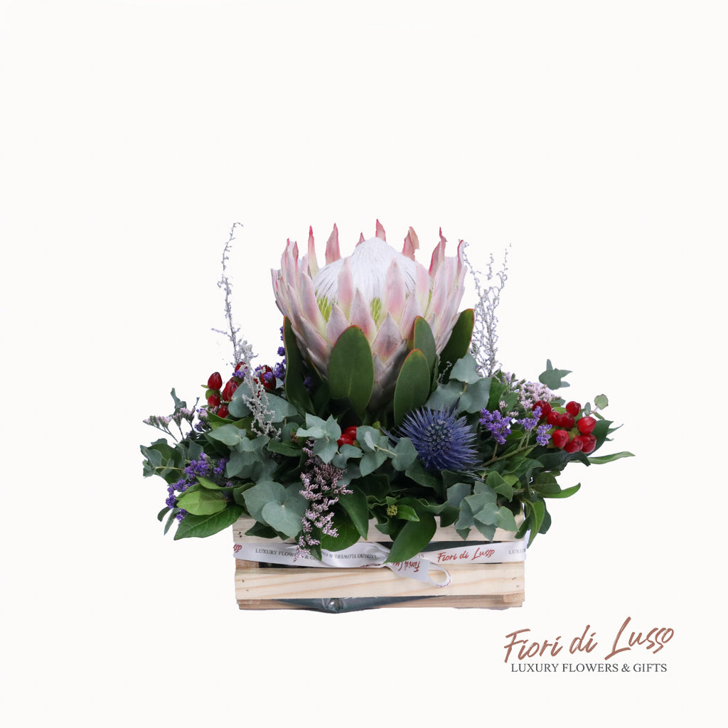 Single King Protea Wooden Box