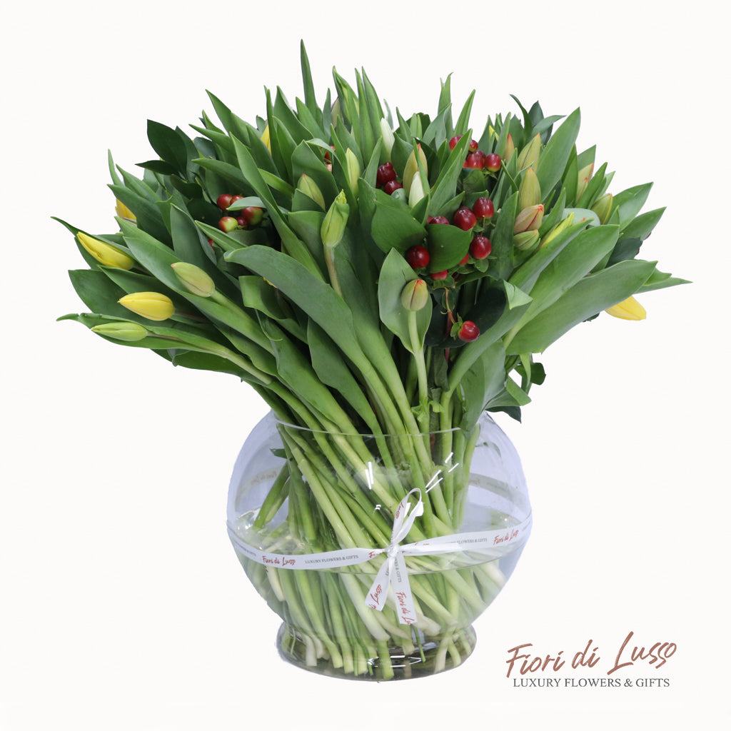 Mixed Tulips Vase Arrangements